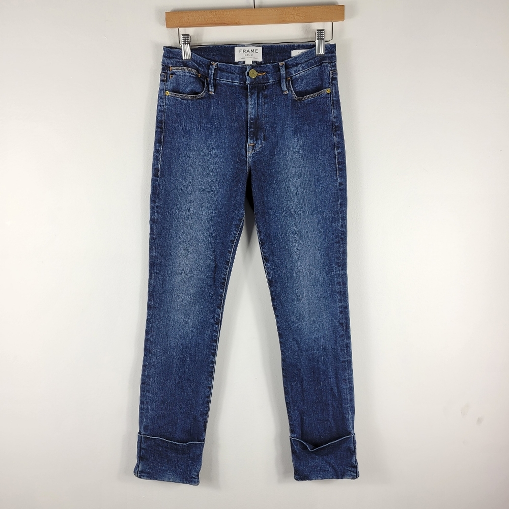 Frame Le High Straight Cuffed High Waist Jeans Ardmore
